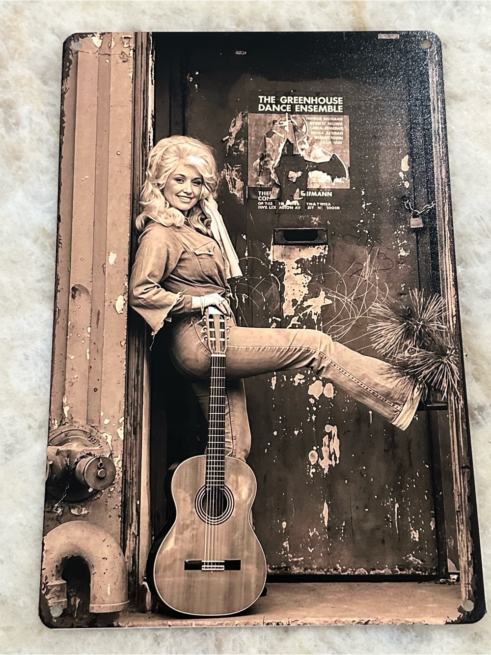 Dolly Parton Vintage Sepia Music Wall Art Metal Sign - Home Accents
